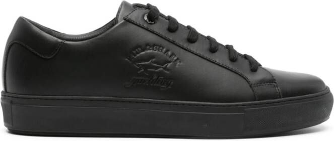 Paul  Shark logo-debossed panelled leather sneakers Black