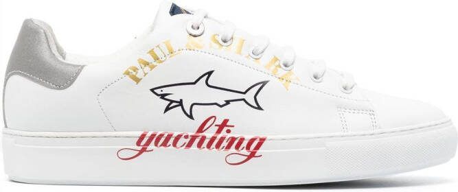 Paul  Shark logo-print leather low-top sneakers White
