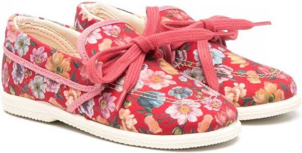 Pèpè floral print bow-embellished loafers Red