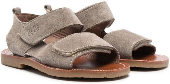 Pèpè touch-strap suede sandals Neutrals