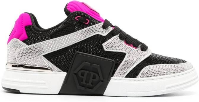 Philipp Plein crystal-embellished lace-up sneakers Black