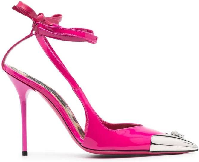 Philipp Plein Crystal Skull 105mm leather pumps Pink