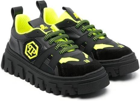 Philipp Plein Junior logo-patch lace-up sneakers Black