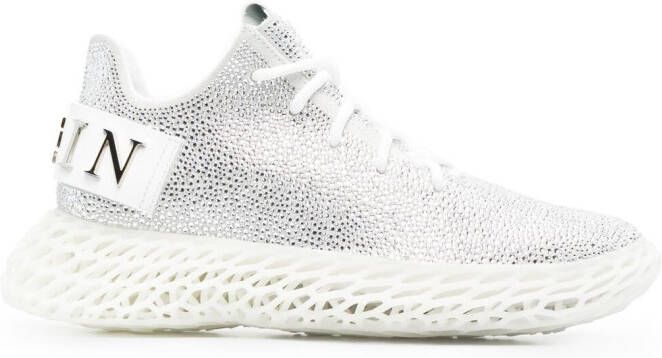 Philipp Plein Skeleton Runner embellished sneakers Silver