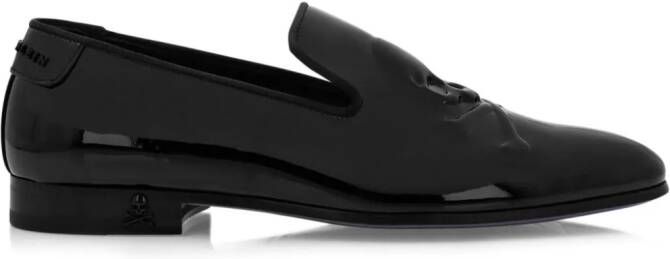 Philipp Plein SkullBones patent leather loafers Black
