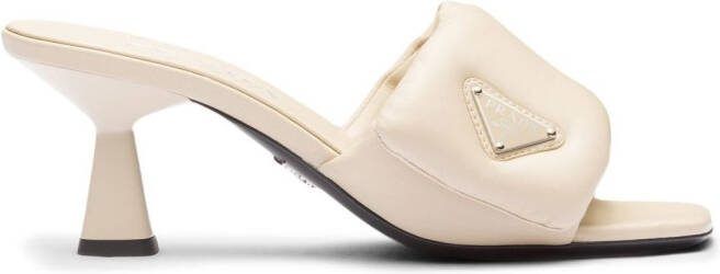 Prada 70mm logo-plaque sandals Neutrals