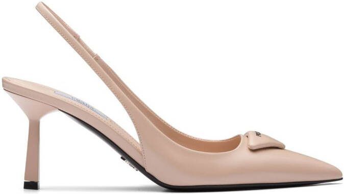 Prada logo-plaque slingback pumps Pink