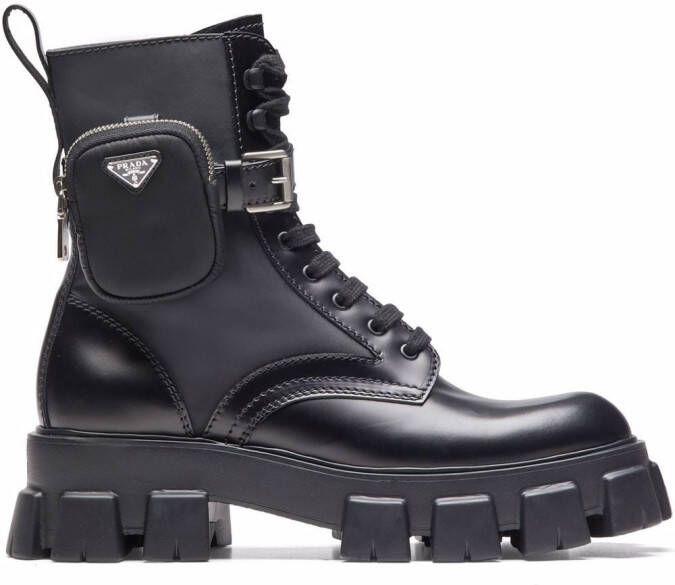 Prada Moonlith pouch-detail ankle boots Black