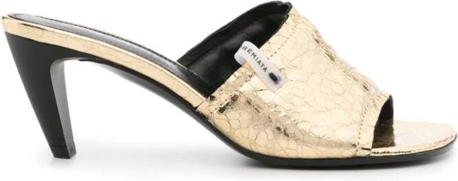 Premiata 70mm crinkled leather sandals Gold