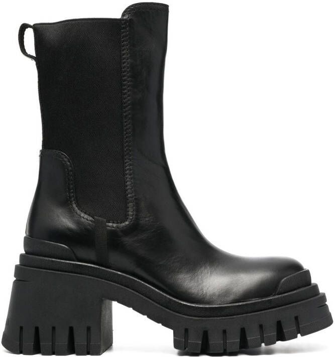 Premiata block-heel leather boots Black
