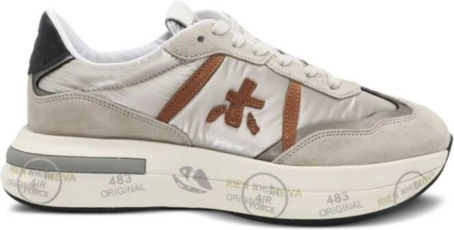 Premiata Cassie panelled leather sneakers Neutrals