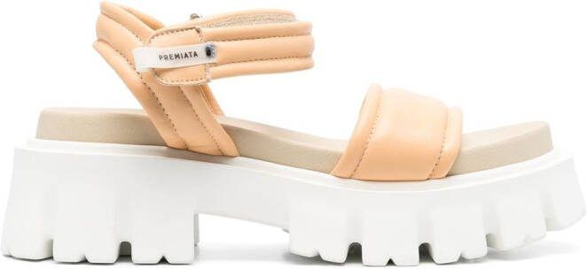 Premiata leather touch-strap platform sandals Neutrals