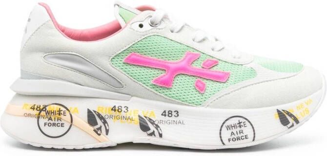 Premiata logo-patch leather sneakers Green