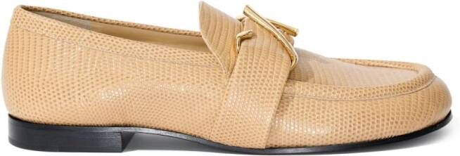 Proenza Schouler monogram-plaque embossed-leather loafers Neutrals