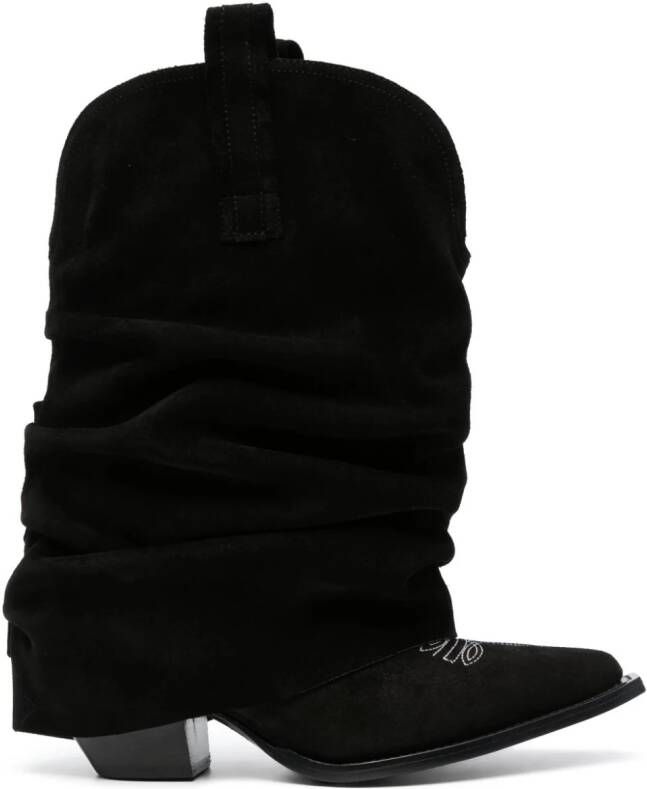 R13 Low Rider distressed cowbody boots Black