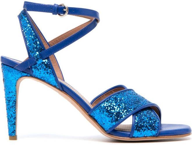 RED(V) 95mm crossover-strap leather sandals Blue