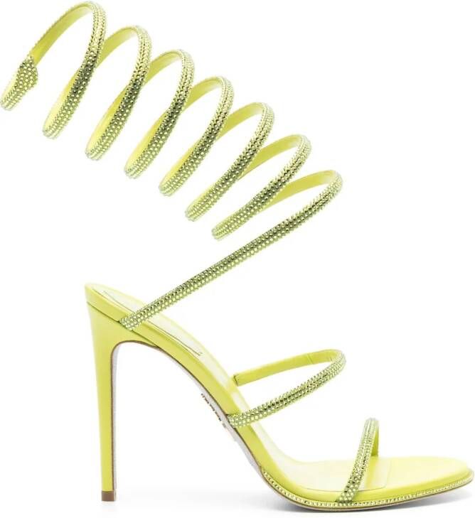 René Caovilla 105mm crystal-embellished spiral sandals Green