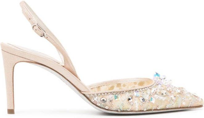 René Caovilla Chandelier 70mm leather pumps Gold