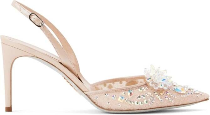 René Caovilla Cinderella 80mm leather pumps Neutrals