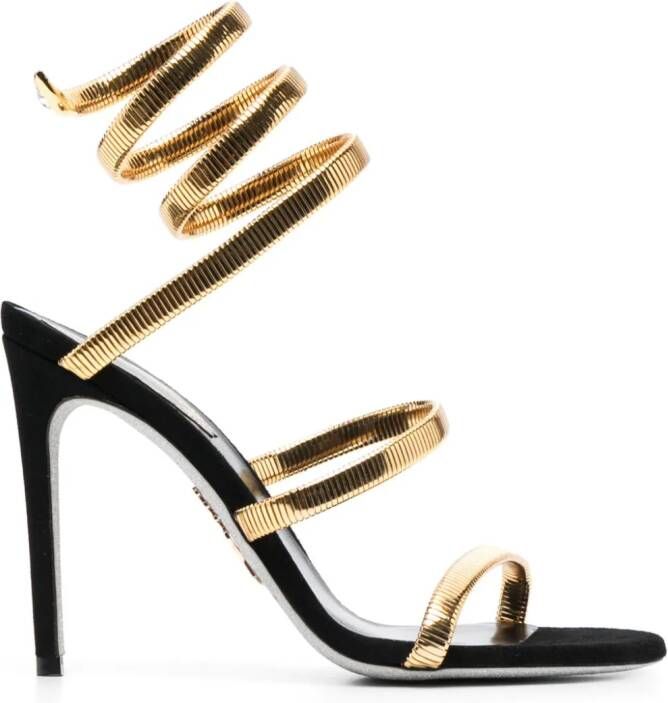 René Caovilla Juniper 110mm coiled-strap suede sandals Gold