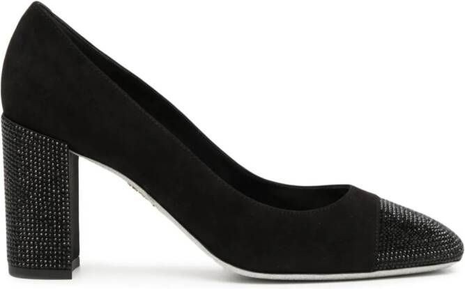 René Caovilla Kristen 75mm rhinestone-embellished suede pumps Black