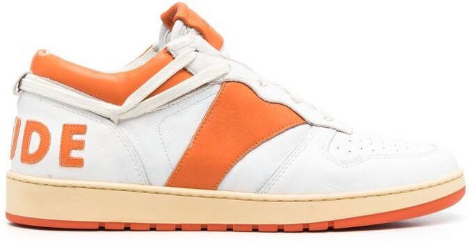 RHUDE logo-patch leather sneakers White