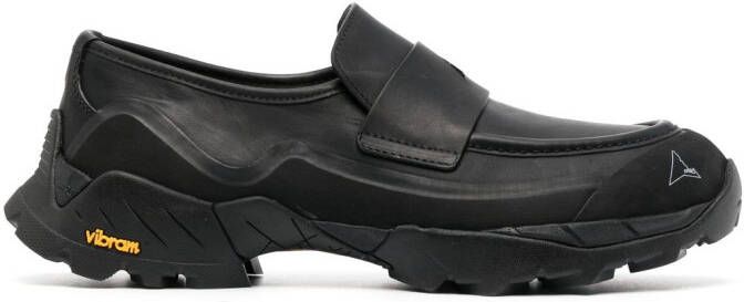 ROA logo-print leather loafers Black