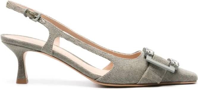 Roberto Festa Atena crystal-buckle slingback pumps Green