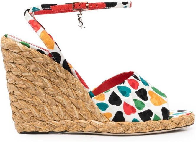 Saint Laurent Paloma wedge espadrille sandals White