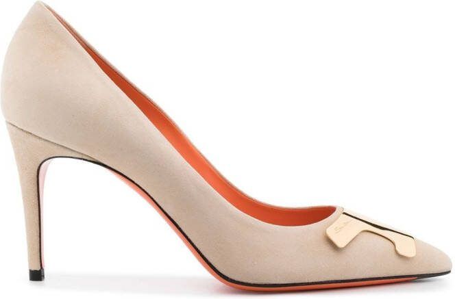 Santoni 85mm suede pumps Neutrals
