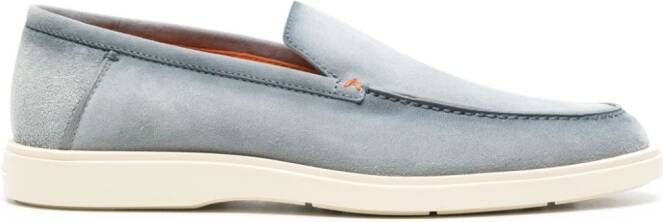 Santoni almond-toe suede loafers Blue