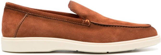 Santoni almond-toe suede loafers Brown