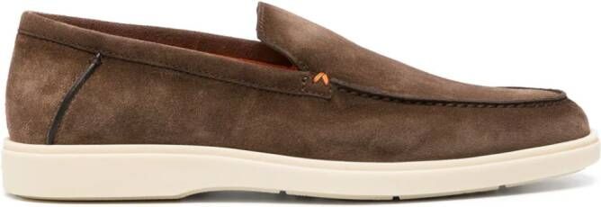 Santoni almond-toe suede loafers Brown