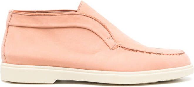 Santoni ankle-length leather loafers Orange