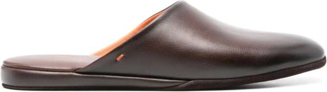 Santoni Beachy leather slippers Brown