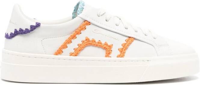 Santoni contrast-trim leather sneakers Neutrals