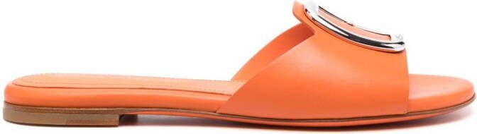 Santoni decorative-buckle leather sandals Orange