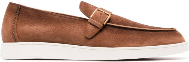 Santoni Dread decorative-buckle leather loafers Brown