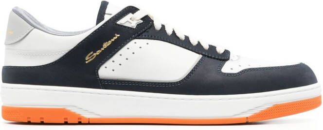 Santoni Goran panelled leather sneakers White