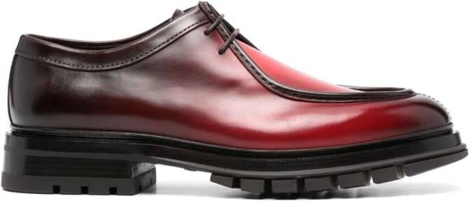 Santoni lace-up leather Boat shoes Red