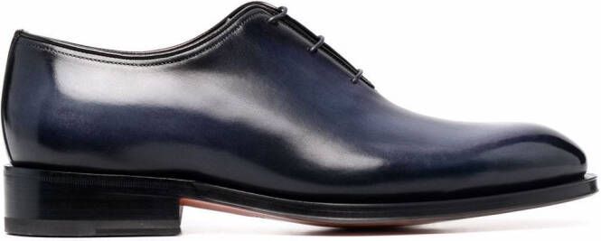 Santoni lace-up leather Derby shoes Blue