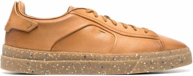Santoni lace-up leather sneakers Brown