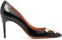 Santoni logo-detail 100mm leather pumps Black - Thumbnail 1