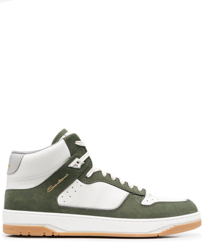 Santoni logo-print hi-top sneakers White