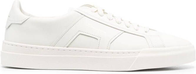 Santoni logo-print panelled-design sneakers Neutrals