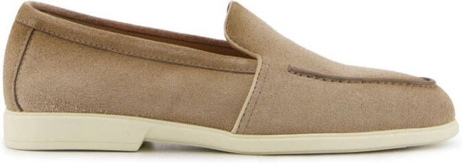 Santoni Malibu almond-toe leather loafers Green