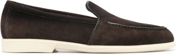 Santoni round-toe suede loafers Brown