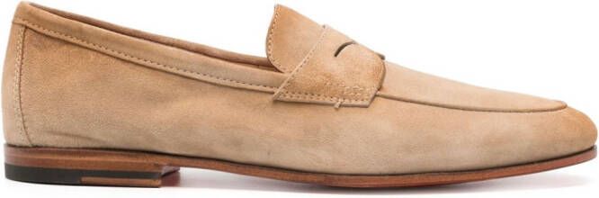 Santoni suede penny loafers Brown