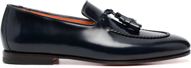 Santoni tassel-embellished leather loafers Blue