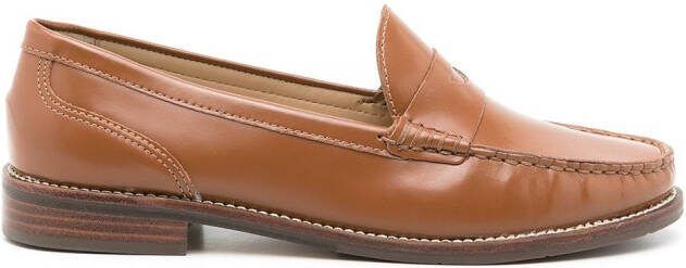 Sarah Chofakian Brighton mocassin leather slippers Brown